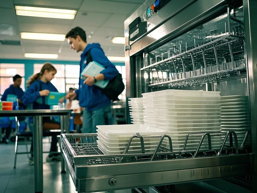 School-University-Cafeterias dishwasher flight conveyor washer