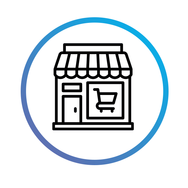 Icon representing supermarket delis needing V-TAI utensil and container washers for food prep hygiene.